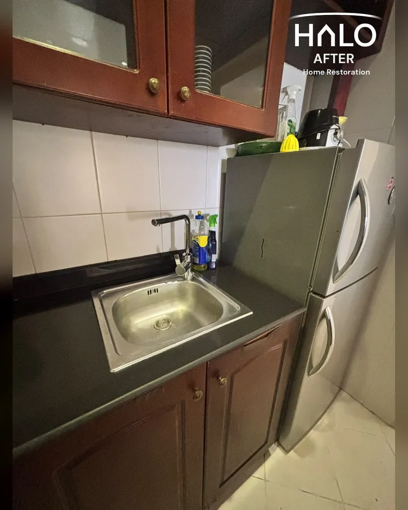 After a home restoration clean in Ras Al Khaimah - every dish washed and packed away, leaving a sparkling clean sink and a clear, degreased worktop
